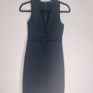 🎊2FOR45 TOP SHOP black plunging midi dress with lace cut outs size 6